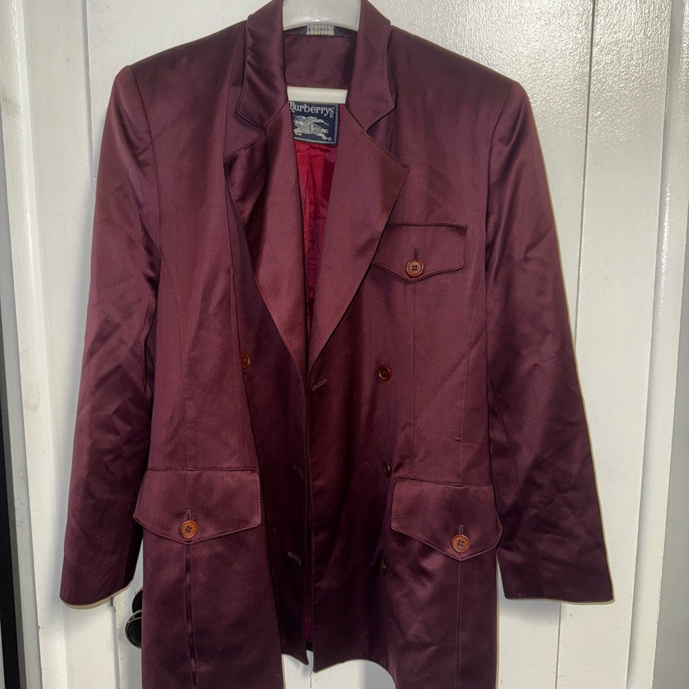 Burberry Maroon Satin Blazer